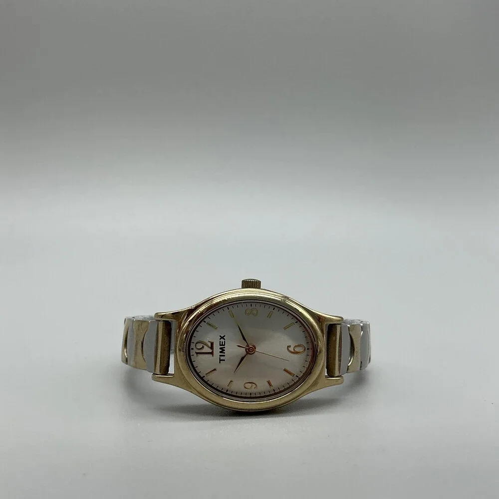 Timex Womens Watch 21mm Champagne Dial Two Tone Gold Expansion New Battery